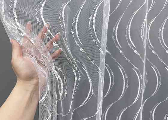 Тюль фатин с вышивкой и люрексом цвет белый 1575т Киев