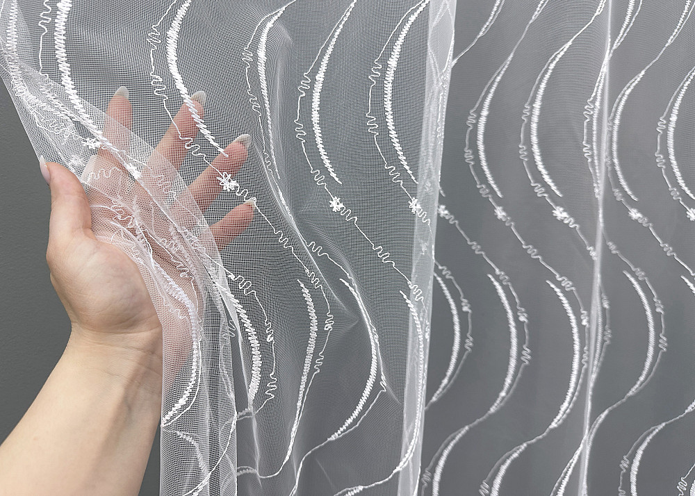 Тюль фатин с вышивкой и люрексом цвет белый 1575т Киев - изображение 2