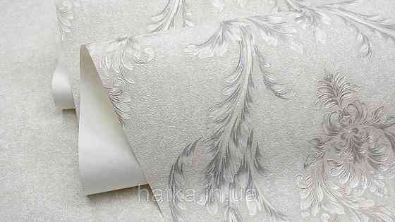 Шпалери метрові вінілові на флізеліні Sintra Classic класика вензелю візерунки структурні срібло золото на бежевому 520086 Київ