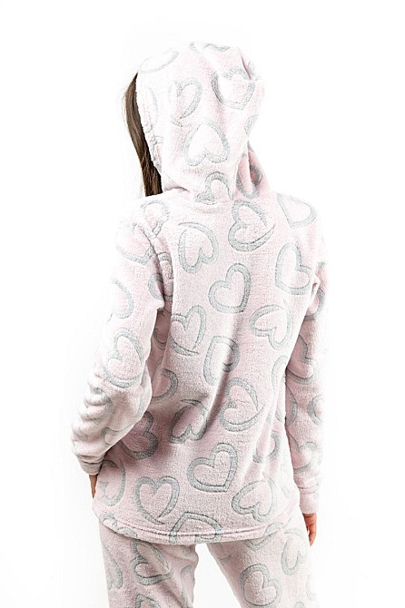 Домашній теплий костюм жіночий рожевий "Серце" з капюшоном топ Крохатушка одяг Київ - фото 7