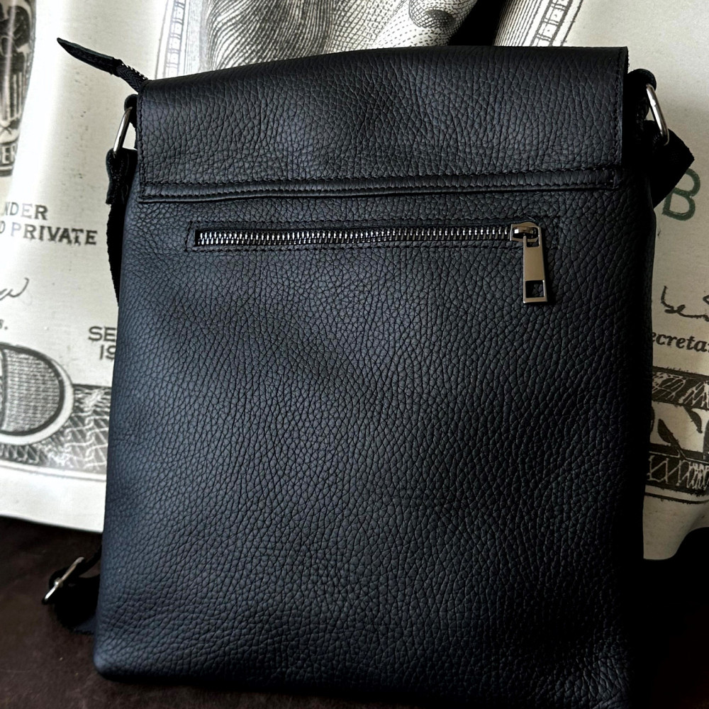 Сумка черная через плечо мужская с тиснением Герб,  сумка мессенджер мужская 24*23 см с широким Киев - изображение 5