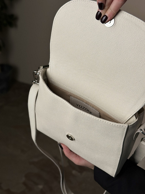 Жіноча сумочка, стильна сумка з натуральної шкіри, маленька бежова сумка клачMasterSem Київ - фото 6