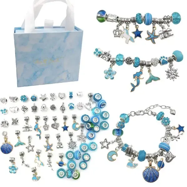 Детский набор для творчества для создания шарм браслетов и колье . из бусин в подарочной коробке 63 шт. Киев - изображение 1