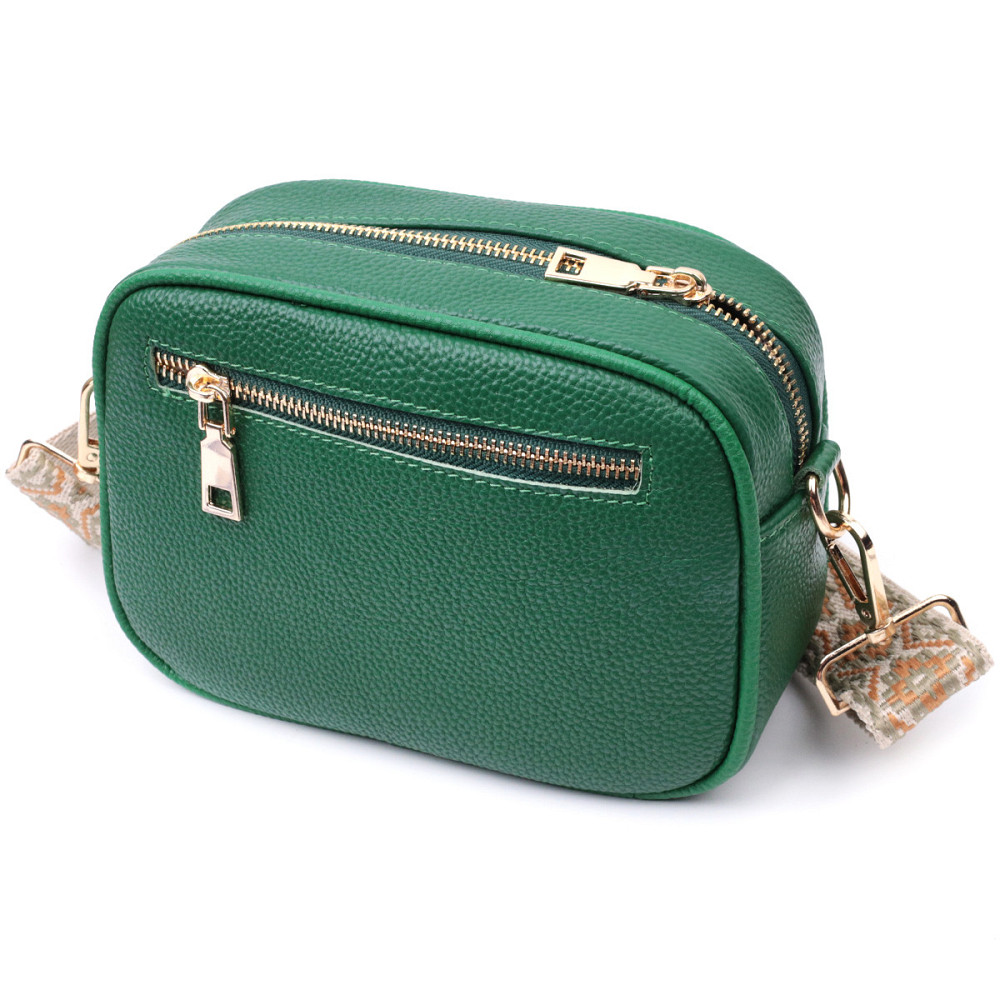 Стеганая женская сумка из натуральной кожи Vintage 22613 Зеленая Киев - изображение 2