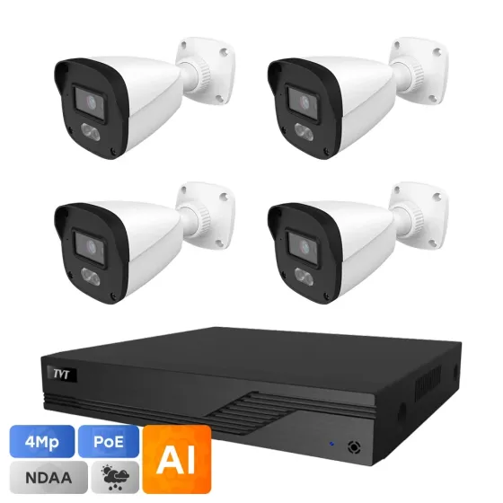 Комплект IP-відеонагляду на 4 камери TVT IP-Video Kit 4x4Mp (B) PoE: 4 циліндричні 4Mp відеокамери + 4-канальний 6Mp Киев