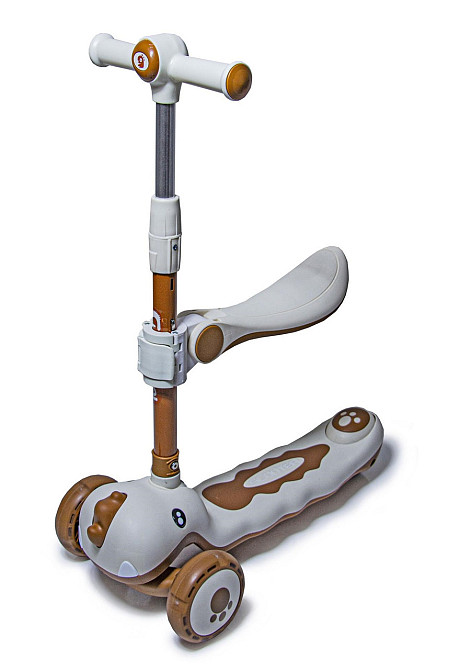 Трехколесный самокат-беговел с бортиком Dinosaur 5 в 1. Белый. Для деток от 1 года. С музыкой и подс Одесса - изображение 2