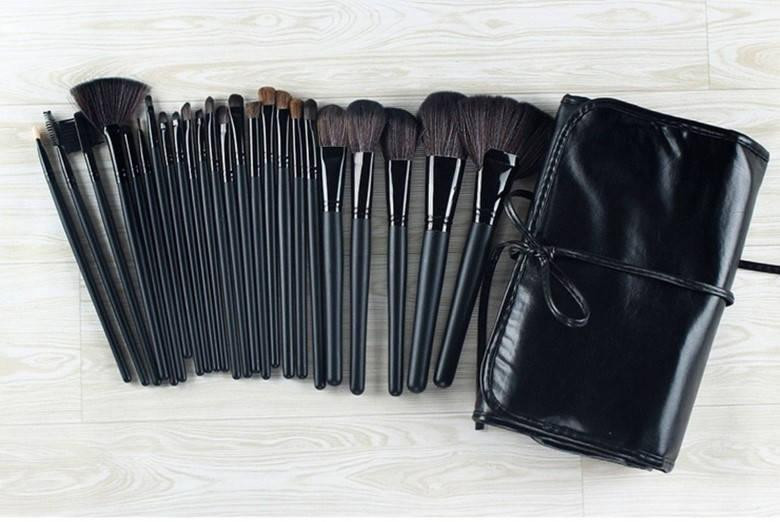 Набір кистей для макіяжу 24 шт Prodi Wood Black — професійні пензлі в чохлі Київ - фото 7