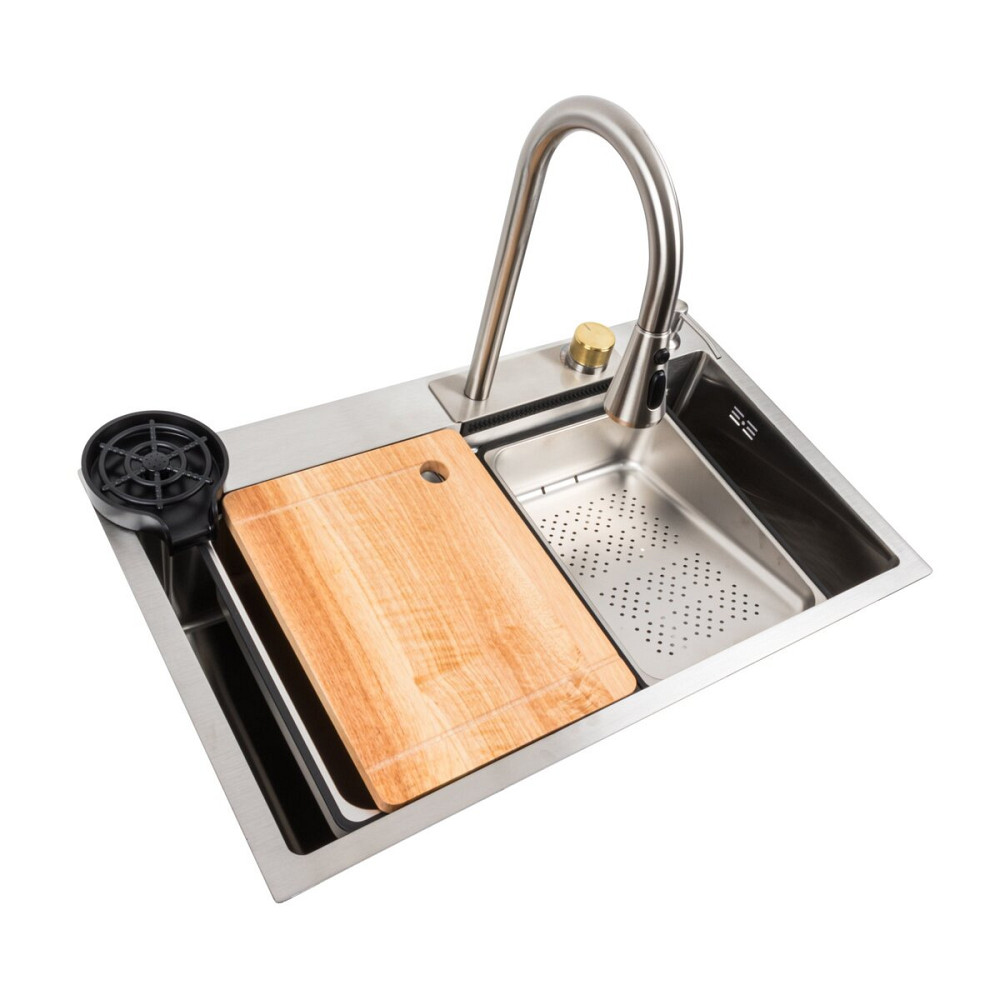 PLATINUM Кухонна мийка 75*45B PVD сатин Platinum Handmade "ВОДОСПАД" Киев - изображение 1