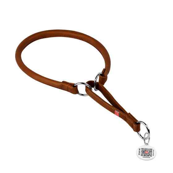 Нашийник-зашморг для собак шкіряний WAUDOG Soft з QR паспортом, круглий, Д 13 мм, Дов 61-70 см Коломия