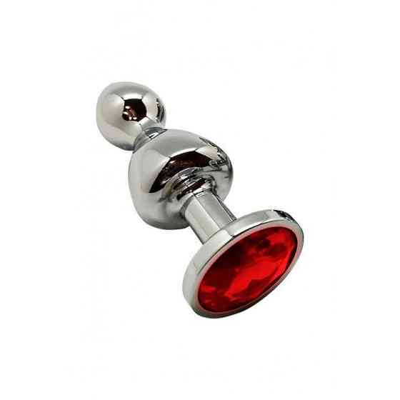 Металлическая анальная пробка Wooomy Lollypop Double Ball Metal Plug Red M диаметр 3,1см, длина 9,4с Sex Aura Киев