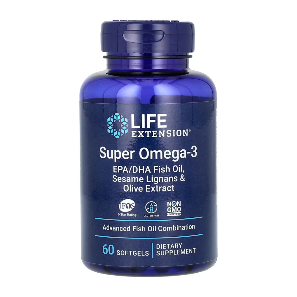 Super Omega-3 EPA/DHA Fish Oil Sesame Lignans & Olive Extract	- 60 softgels Київ - фото 1