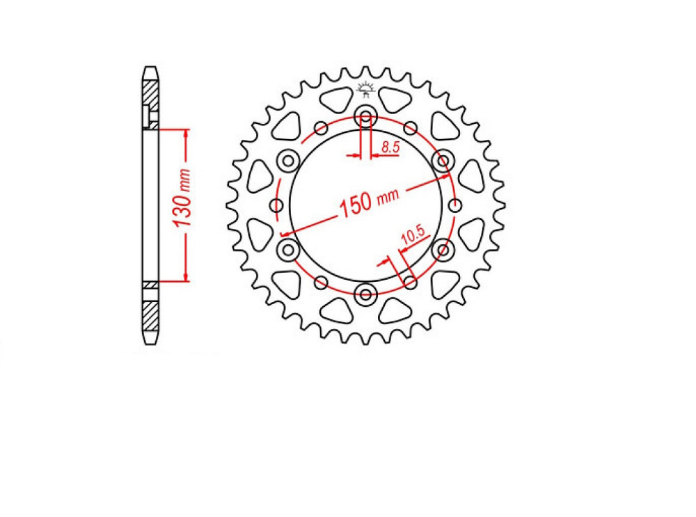 Звезда трансмиссии (задняя) LIFAN 530-45T (PCD=6*150mm, HUB=130mm, Pilot Hole dia=10,5) Мукачево - изображение 1
