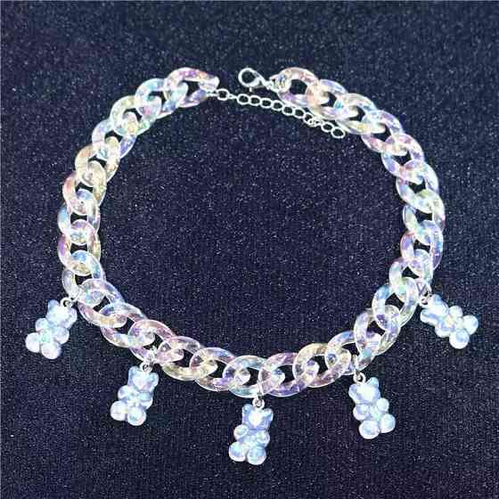 Прикраси з мармеладними ведмедиками з перламутром - довжина 30см (+9см), смола, цинковий сплав, пластик Київ