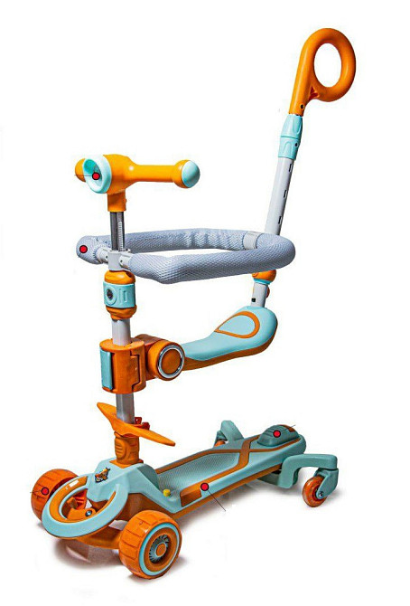 Самокат-беговел для малышей от 1 года с бортиком Smart N-388 5 в 1. Оранжевый. С музыкой и подсветко Одесса - изображение 1
