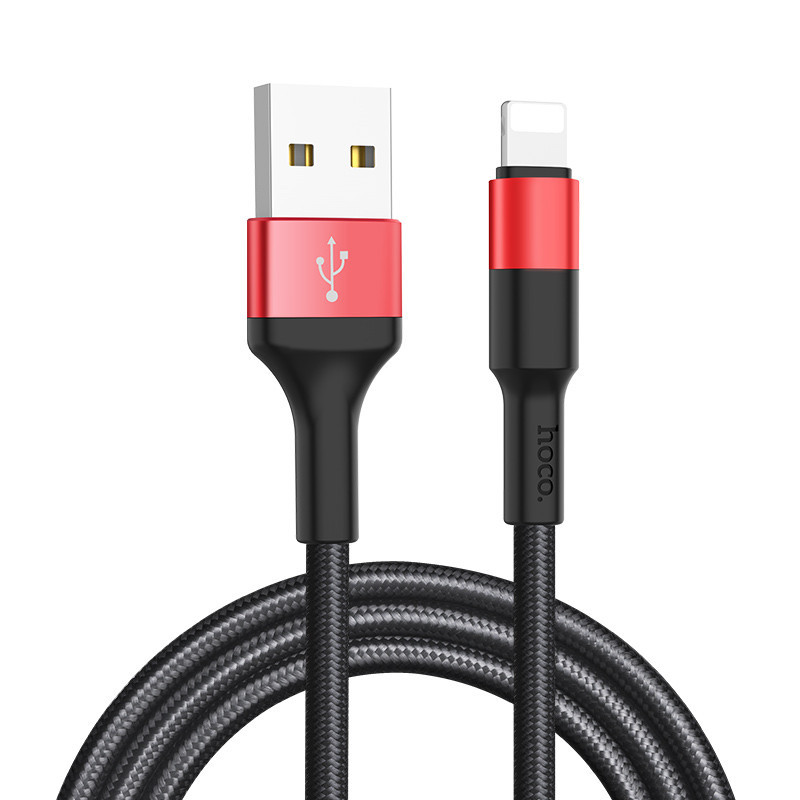 Кабель HOCO X26 USB - Lightning 1м, черно-красный Киев - изображение 4