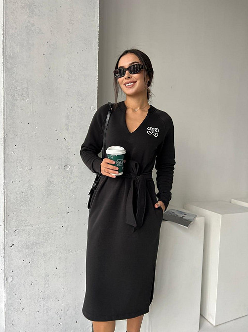 Довге жіноче тепле плаття туніка на флісі під пояс.  42-52р. Київ - фото 7