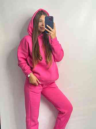 Женский спортивный теплый костюм оверсайз на флисе Розовый XXL Харьков