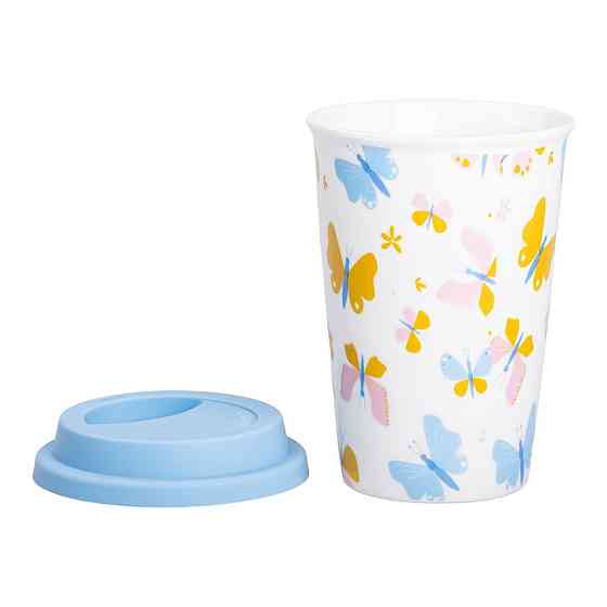 Фарфоровий стакан з силіконовою кришкою 420 мл Білий Київ