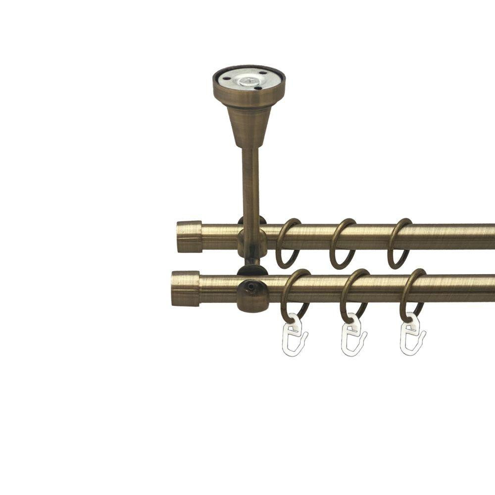Карниз Orvit Заглушка металевий дворядний відкритий до стелі гладка труба кільце металеве Антик 16\16 мм 300 Львов - изображение 1