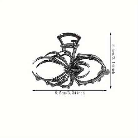 Заколка-краб паук черного цвета с жемчужной подвеской — металл 9,8×6 см Киев