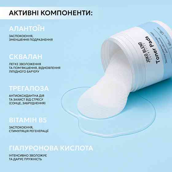 Увлажняющие тонер-педы для лица с керамидами и гиалуроновой кислотой Joko Blend 120 мл/60 шт Киев