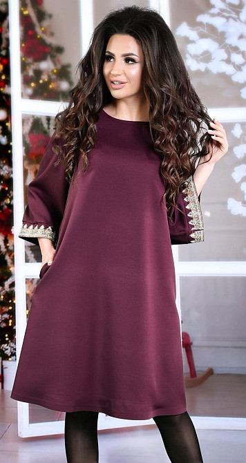 Ошатне розкльошене плаття з красивими рукавами та кристалами (50) Київ - фото 2