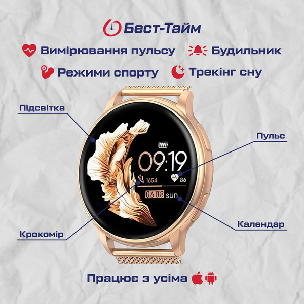 Смарт годинник, розумний годинник Smart Melisia Cherry Rubber, 3 ремінці ( 17264 ) Харьков - изображение 5