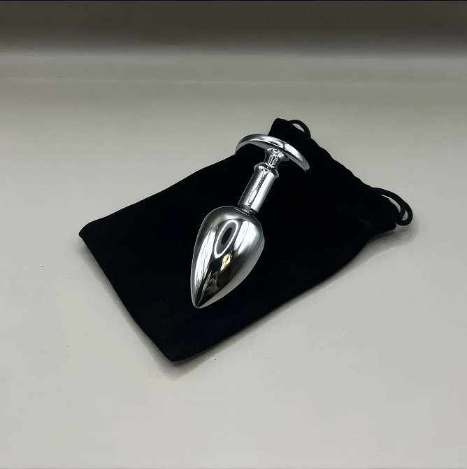 Стальная анальная пробка Buttplug с кристаллом 6,4x2,3 см Серебристый Винница - изображение 3