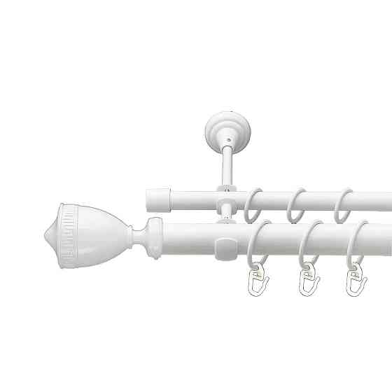 Карниз Orvit Афіна металевий дворядний відкритий гладка труба кільце металеве Арктіс 25\16 мм 200 см Львов