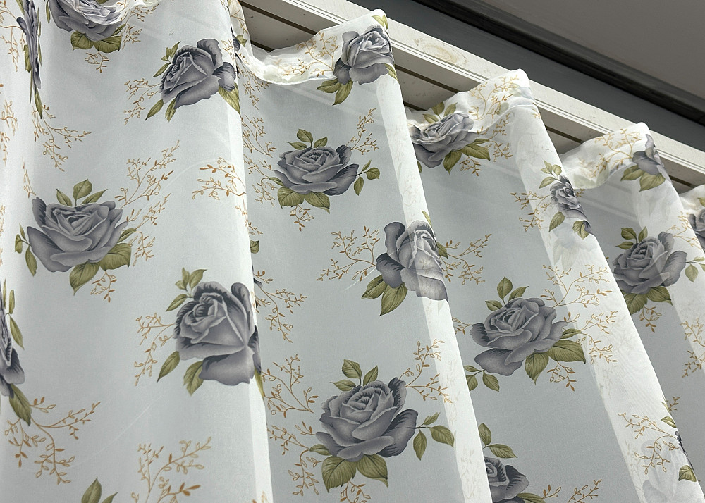 Тюль VR-Textil 1801т Шифон з принтом Білий з сірим 300х270 см (40-099) Київ - фото 7