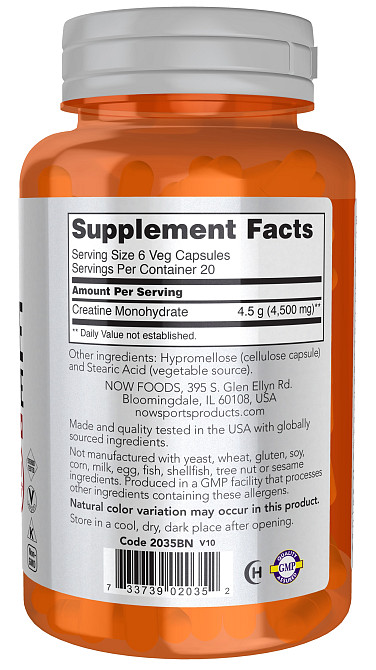 Креатин NOW Foods Creatine Monohydrate 750 mg 120 caps Луцьк - фото 2