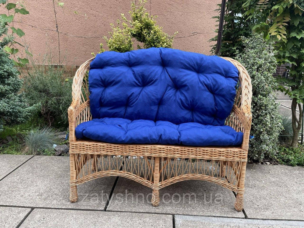 Диван плетеный из лозы с синей накидкой Киев - изображение 4