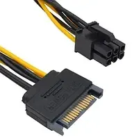Кабель для відеокарт (штекер SATA 15pin - 6pin Card power) довжина 15см, Tcom Полтава - изображение 1