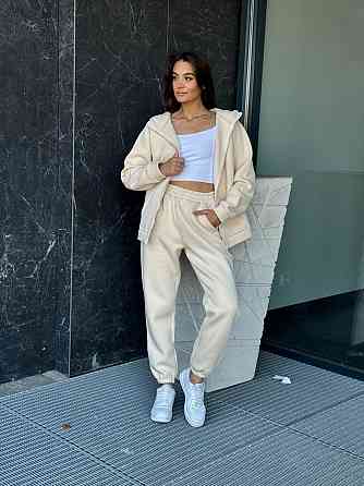 Теплый спортивный костюм женский на змейке Молочный 50/52 Харьков