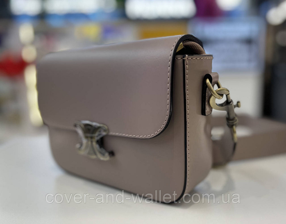 Женская сумка кросс-боди в стиле селин из гладкой кожи черного цвета Virginia Conti Киев - изображение 7