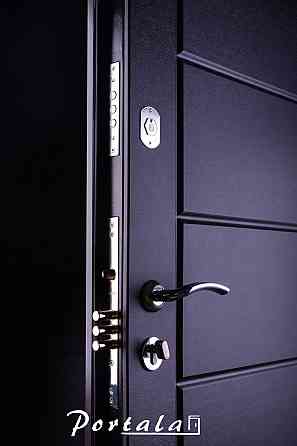 Двери уличные для частного дома, серия Люкс+Кале, крашенный МДФ (RAL8019), модель Токио Киев