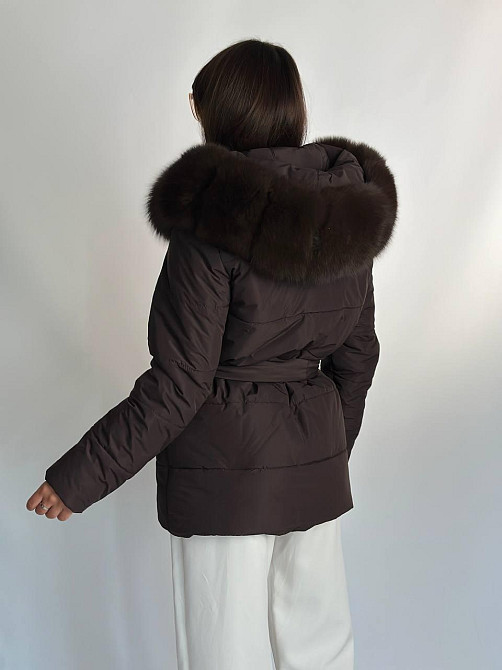 Жіночий пуховик Oslo з хутром фінського песця Шоколад, 52, Т.Соболь Харків - фото 3