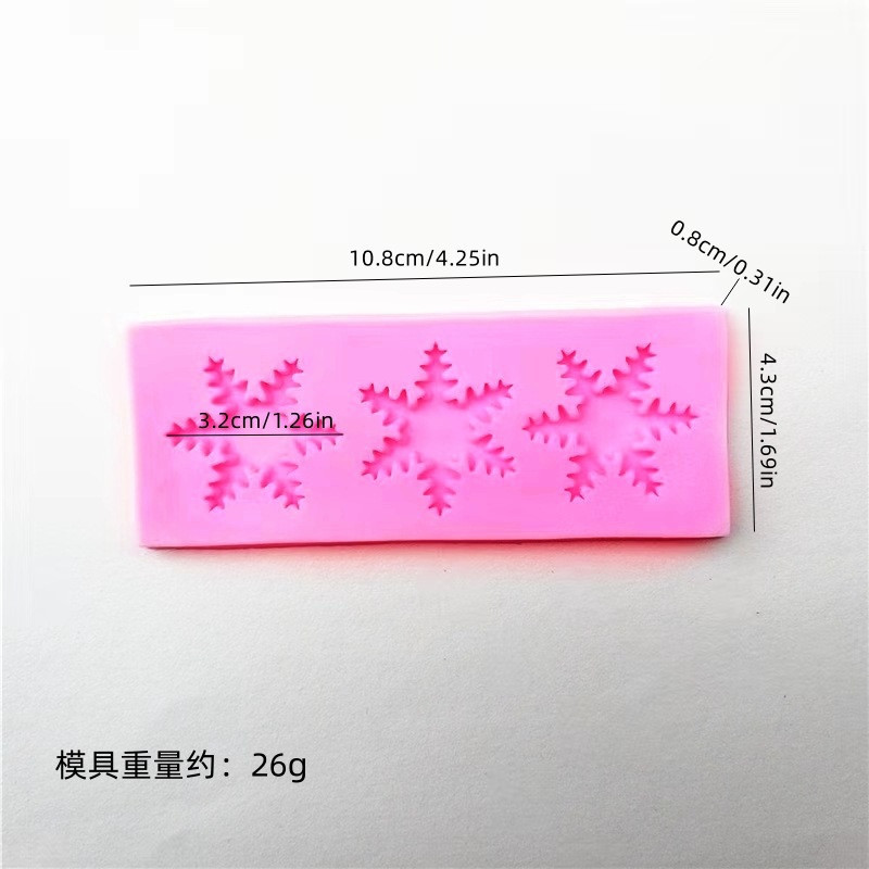 Молд новогодний Снежинки 43 на 108 мм розовый Киев - изображение 2