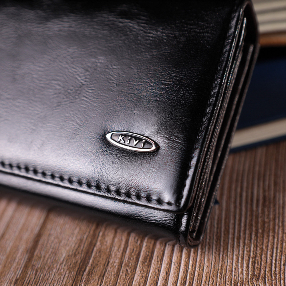 Горизонтальный женский кошелек из качественной экокожи KIVI 19087 Черный Киев - изображение 1