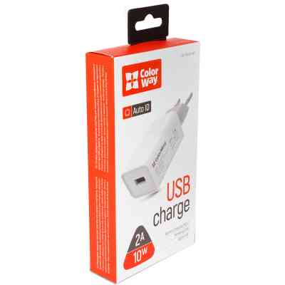 Зарядное устройство ColorWay 1USB AUTO ID 2A (10W) (CW-CHS012-WT) Винница