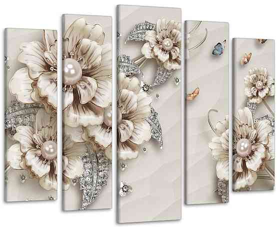 Модульна картина у вітальню / спальню Абстракція Квіти Art-413_5 ( 80х118см ) Київ