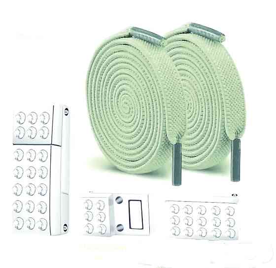 Шнурки эластичные без завязок с магнитной застежкой со стразами Светло-салатовый Смела