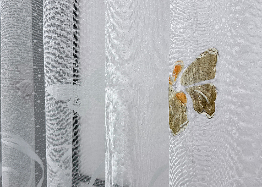 Короткая тюль, высота 1,5 м., жаккард цвет белый 1884т Киев - изображение 4