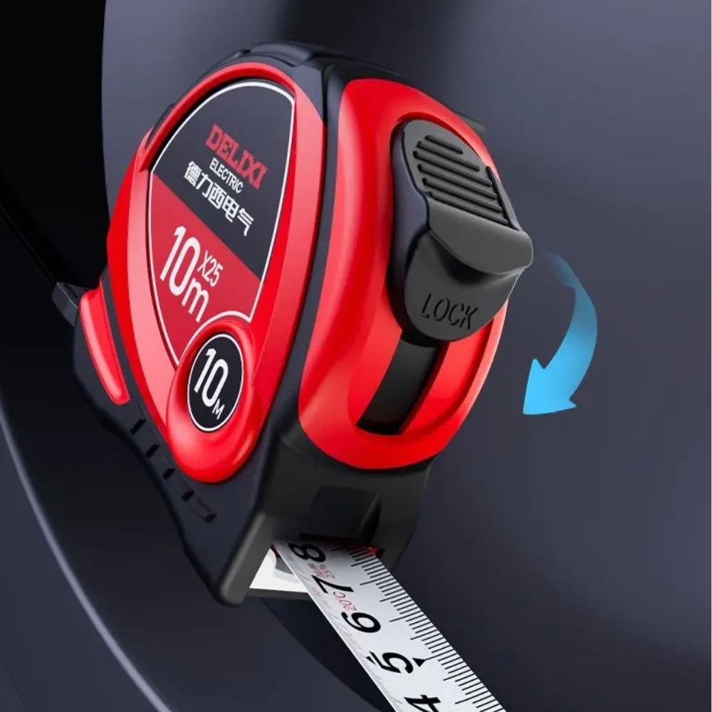 Рулетка будівельна вимірювальна 10м, протиударна подвійна з метричною і дюймовою системою, прогумована, чорно-червона Кам'янець-Подільський - фото 2