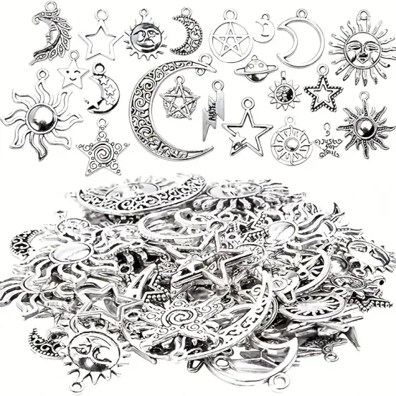 Набор металлических подвесок «Солнце, Луна и Звезды» – 30 шт. для украшений и бижутерии DIY Киев