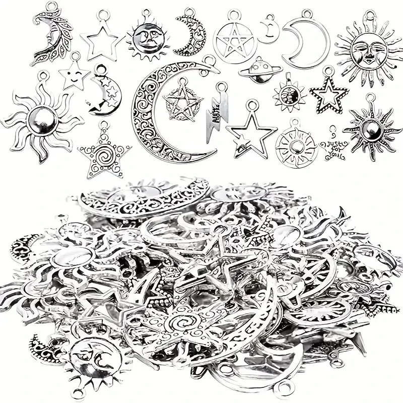 Набор металлических подвесок «Солнце, Луна и Звезды» – 30 шт. для украшений и бижутерии DIY Киев - изображение 2