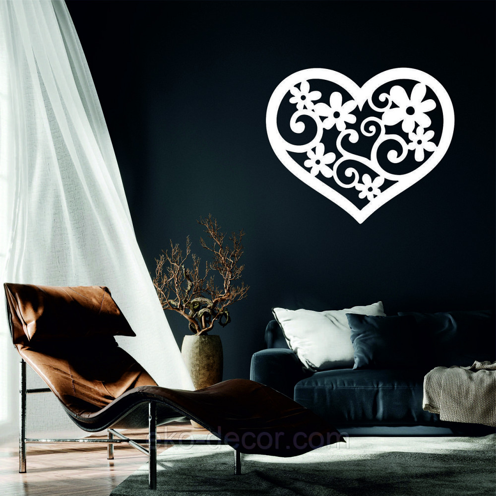 Декоративное настенное Панно «Сердце» Декор на стену 90*74 см, Белый Киев - изображение 1