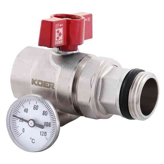 Кран з американкою "антипротечка" з термометром прямий Koer KR.1032-Gi - 1"   ( KR2893 ) 20321 Харків