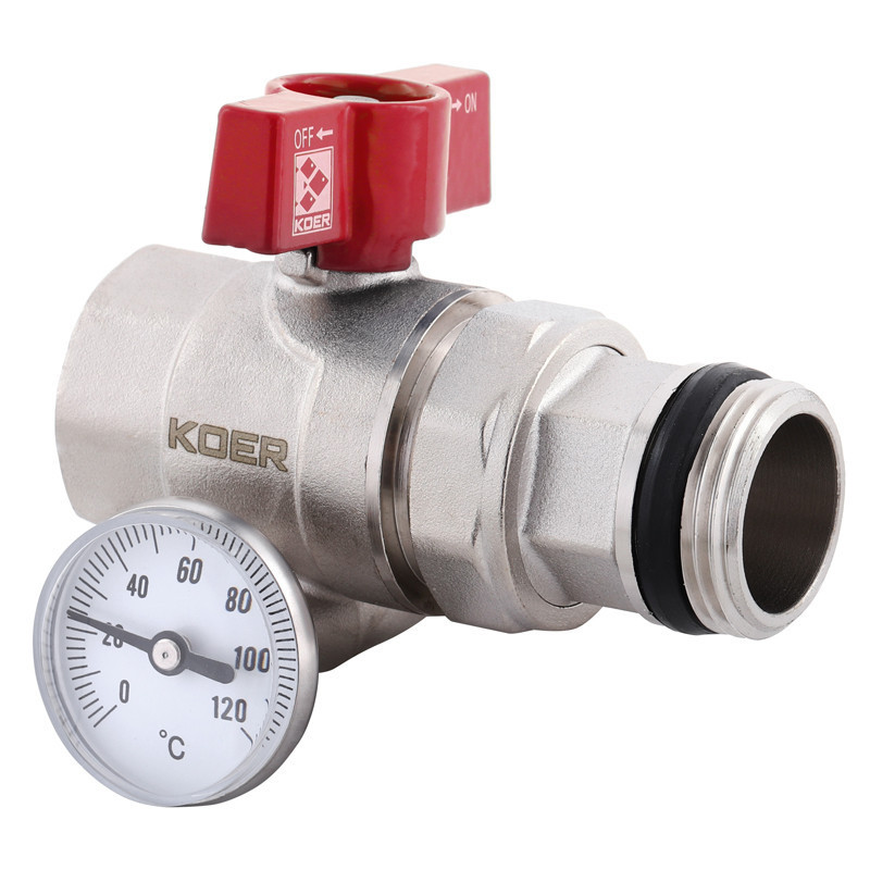Кран з американкою "антипротечка" з термометром прямий Koer KR.1032-Gi - 1"   ( KR2893 ) 20321 Харків - фото 3