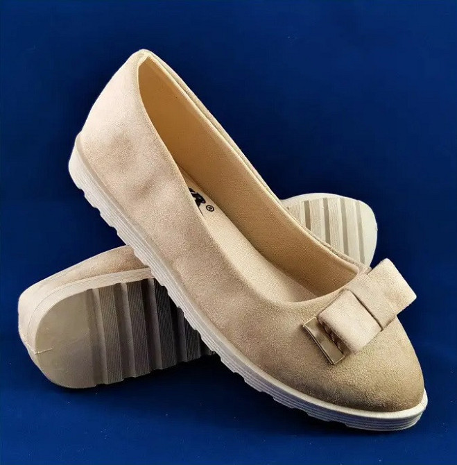 . Жіночі Балетки Бежеві Замшеві Мокасини Туфлі (розміри: 36) — 151 Дніпро - фото 1